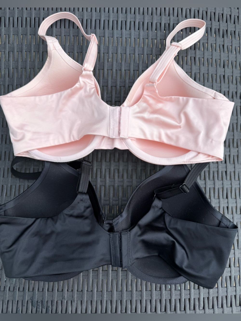 Two Bali Smoothing Underwire Nylon Stretch Pink Black Bra Set 2pc Sz 38C - Picture 7 of 10